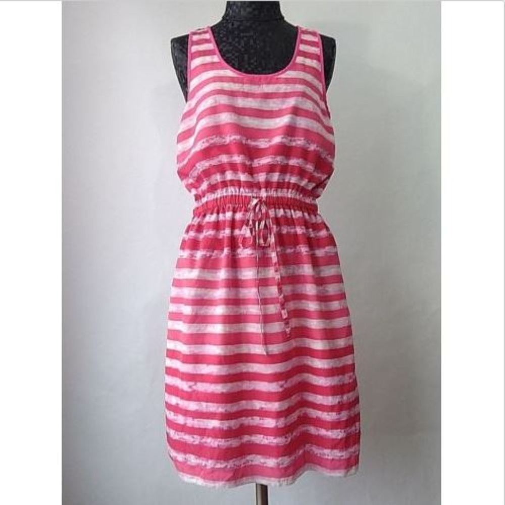 Gap Dress Elastic Waist Pink Tie dye Stripes Small